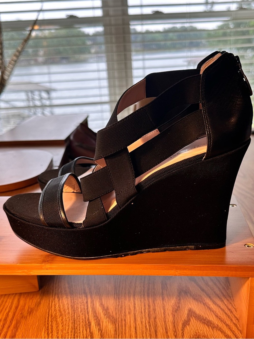 Taryn Rose, Black, Strappy, 4”Wedge, Back Zip Sandals, New, Unworn, size 41
